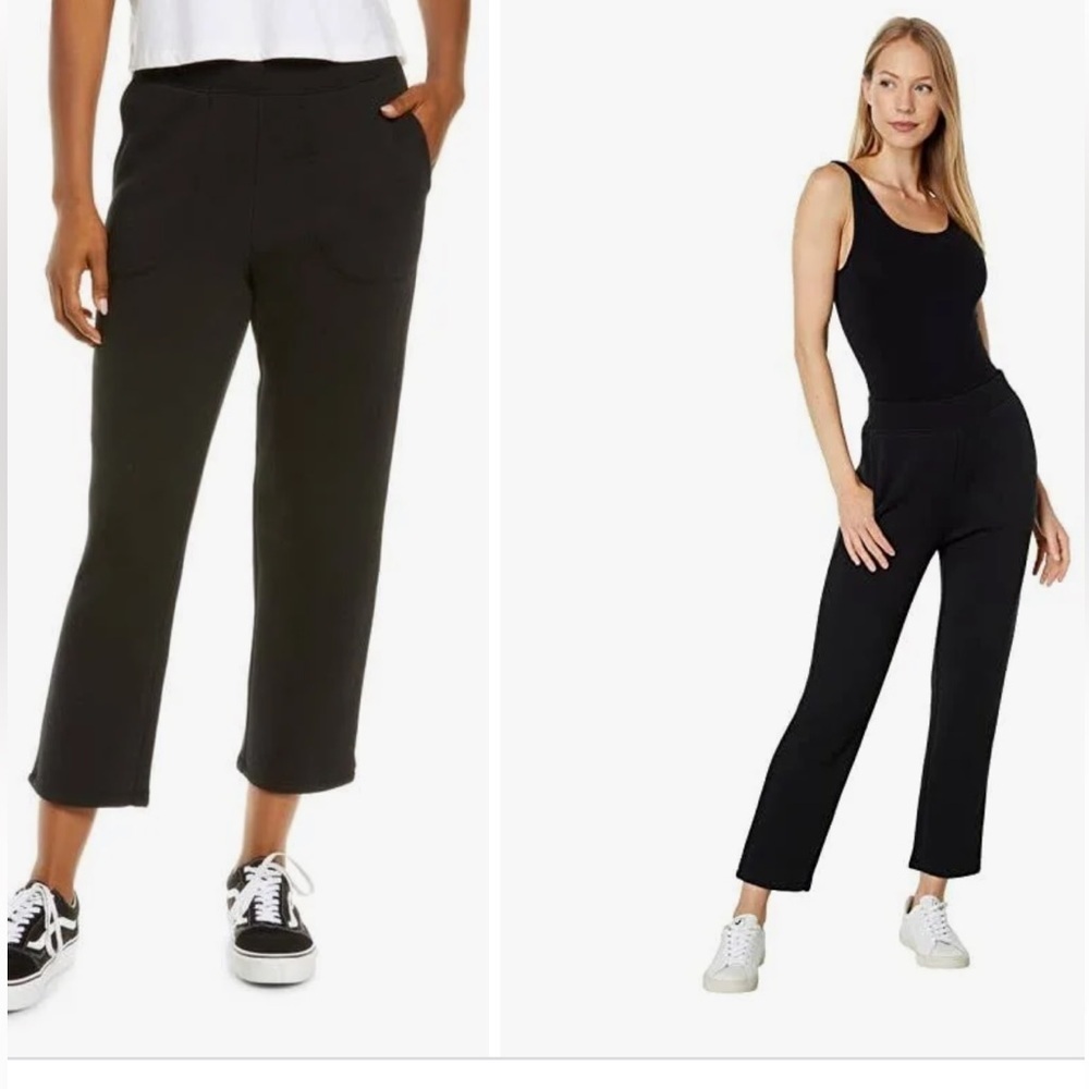 Madewell Airyterry Tapered Sweatpants Cropped Black Straight Leg